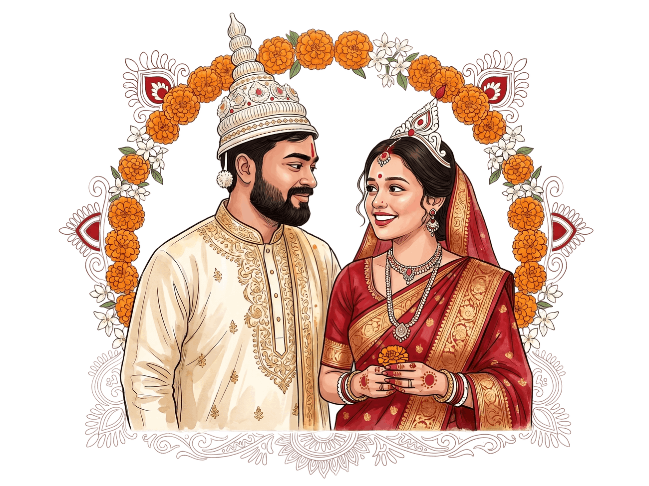 Caricature of Sohini and Arkajeet